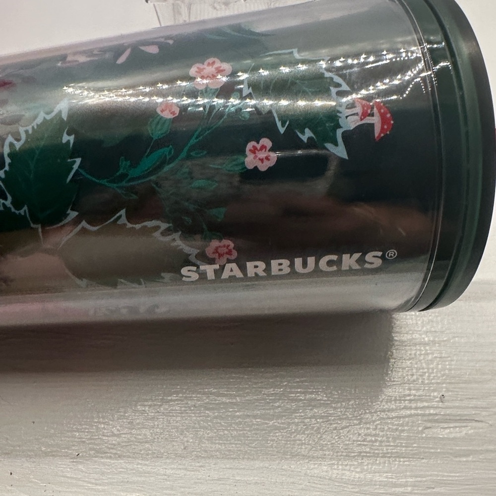 Starbucks 2022 Holiday Enchanted Forest Cold Cup 24oz Green With Green Straw - Picture 2 of 6